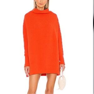 Free People ottoman s Vibrant Orange Cowl Neck Sweater